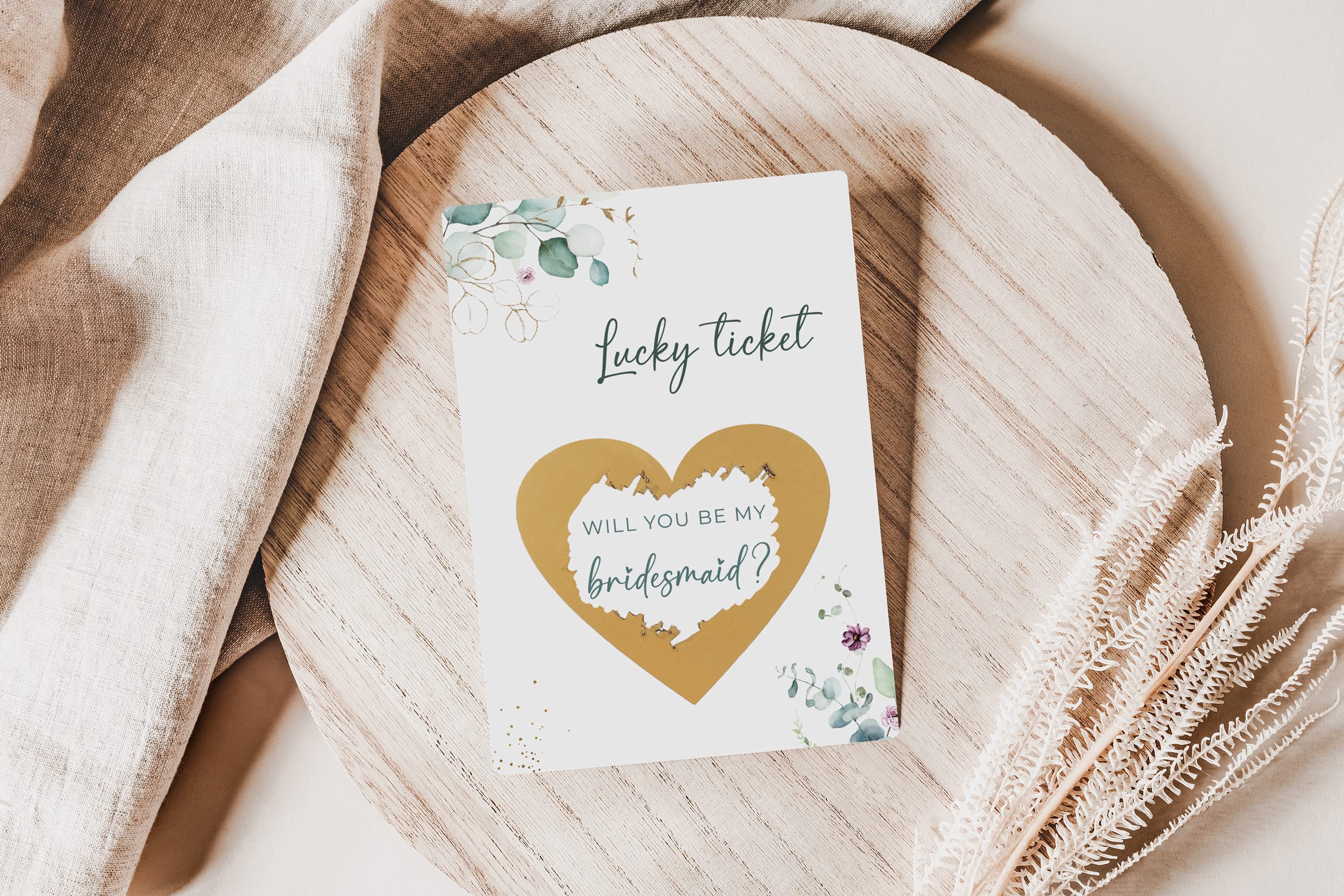 Joli Coon Will you be my bridesmaid scratch card - Bridesmaid proposal with envelope - Eucalyptus