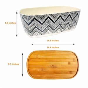 Nomotruc Bread Box with Cutting Board Lid Made with Bamboo Fiber, Bread Box For Kitchen Countertop Bread Container Holder Keeper Keep Fresh I14.4x8.3x5.6 in……