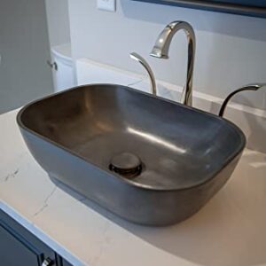 Eden Bath Rounded Corners Rectangular Concrete Vessel Sink (Charcoal)