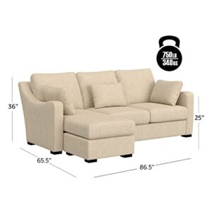 Hillsdale York Upholstered Modern Sectional Sofa Fabric Couch, Sand