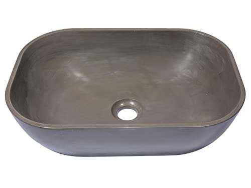 Eden Bath Rounded Corners Rectangular Concrete Vessel Sink (Charcoal)