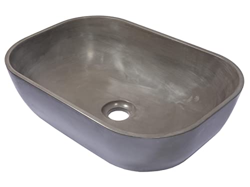 Eden Bath Rounded Corners Rectangular Concrete Vessel Sink (Charcoal)