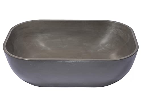 Eden Bath Rounded Corners Rectangular Concrete Vessel Sink (Charcoal)