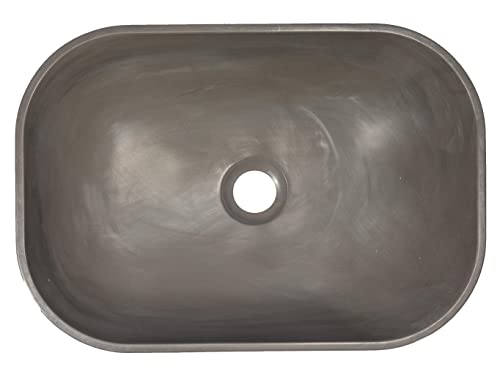 Eden Bath Rounded Corners Rectangular Concrete Vessel Sink (Charcoal)