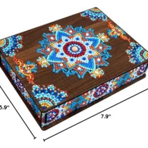 5D Diamond Painting Wooden Storage Box Rectangular Retro Desktop Decor Jewelry Storage Box Drill Wood Organizer for Home Office Storage Christmas Gift