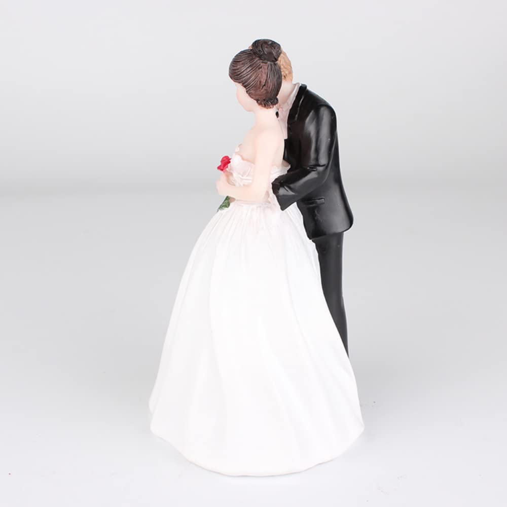 Romantic Wedding Party Cake Topper Ornament, Synthetic Resin Bride & Groom Figurine Used for Wedding Cake,Valentine's Day Present,Home Decoration (F)