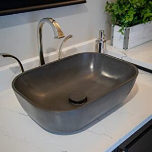 Eden Bath Rounded Corners Rectangular Concrete Vessel Sink (Charcoal)