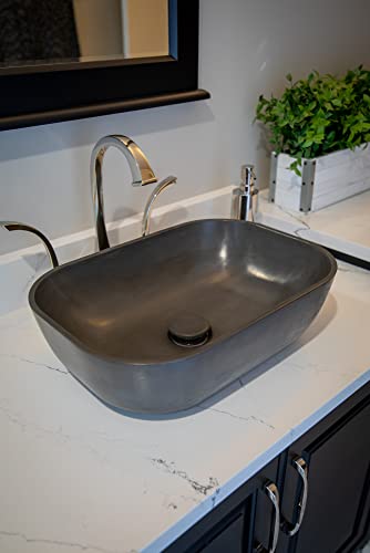 Eden Bath Rounded Corners Rectangular Concrete Vessel Sink (Charcoal)