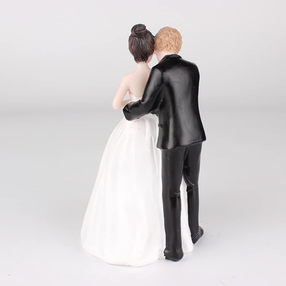 Romantic Wedding Party Cake Topper Ornament, Synthetic Resin Bride & Groom Figurine Used for Wedding Cake,Valentine's Day Present,Home Decoration (F)