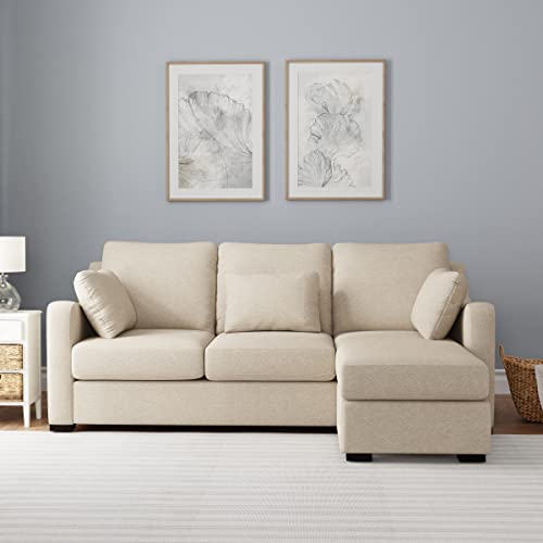 Hillsdale York Upholstered Modern Sectional Sofa Fabric Couch, Sand