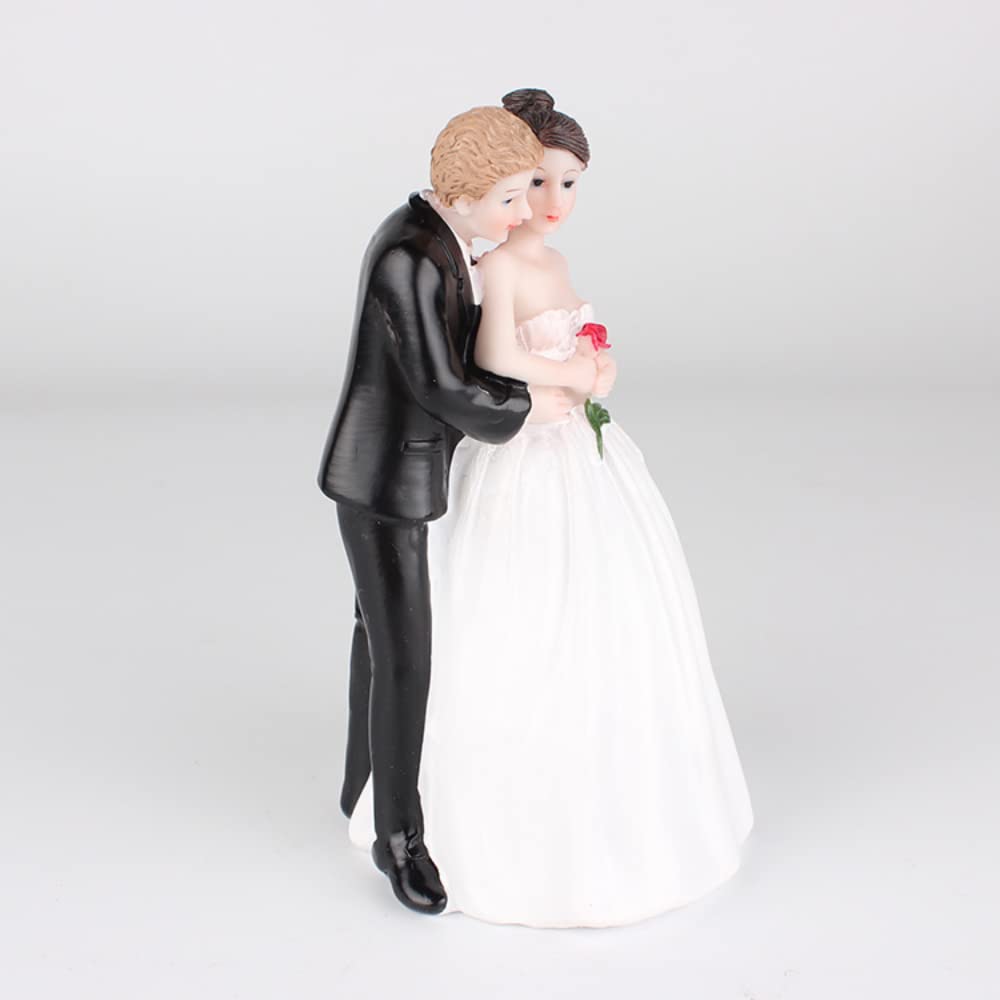 Romantic Wedding Party Cake Topper Ornament, Synthetic Resin Bride & Groom Figurine Used for Wedding Cake,Valentine's Day Present,Home Decoration (F)