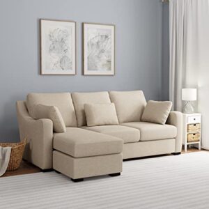 hillsdale york upholstered modern sectional sofa fabric couch, sand