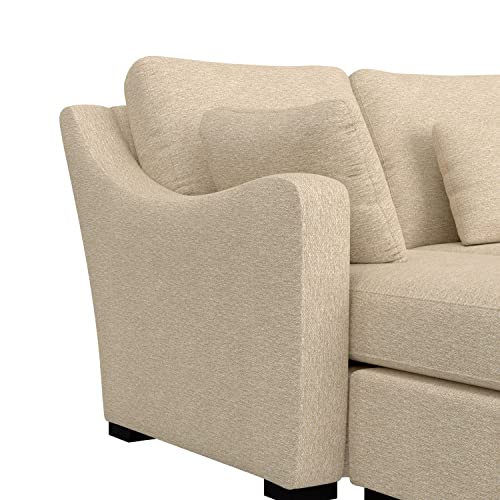 Hillsdale York Upholstered Modern Sectional Sofa Fabric Couch, Sand