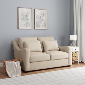 hillsdale york modern upholstered loveseat fabric sofa, sand