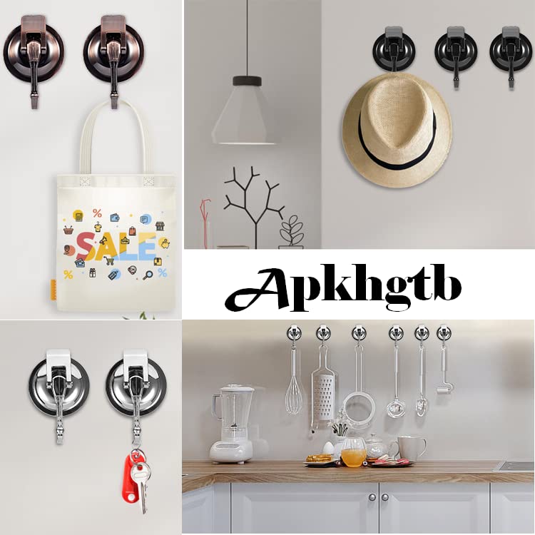 Apkhgtb Suction Cup Hooks for Shower, Bathroom, Kitchen, Glass Door, Mirror, Tile – Loofah, Towel, Coat, Bath Robe Hook Holder for Hanging – Waterproof Wreath Hanger (Silver 2Pack)