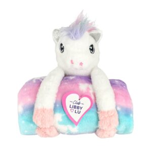 CLUB LIBBY LU Unicorn Throw Blanket and Stuffed Animal Gift Set for Girls, Butter Soft Fleece (37" x 49")