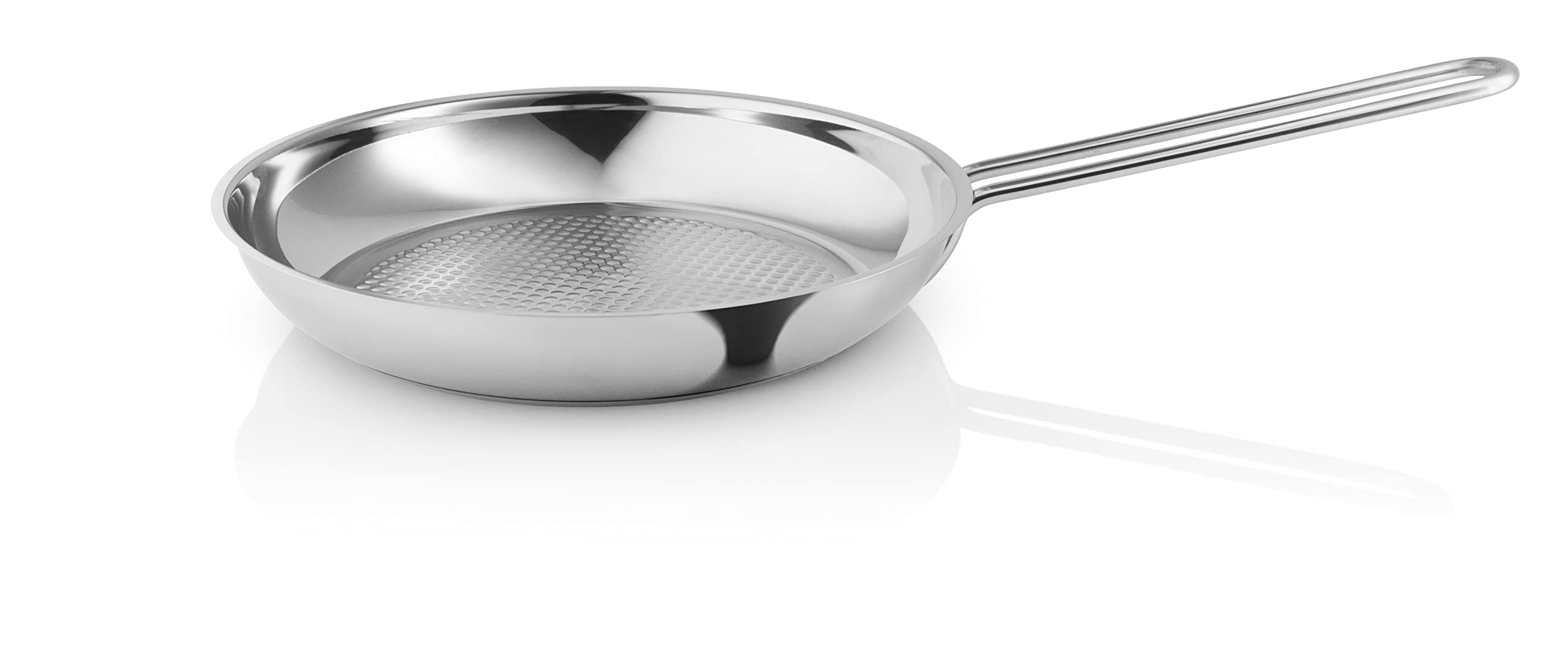 Eva Trio | Frying pan Ø 28 SS honeycomb | With "waffle bottom" - a special pattern that prevents food from baking | stainless steel