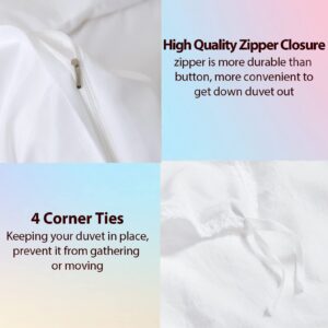 SISBROTH Washed Cotton Duvet Cover Queen Size - Bedding Set Comforter Cover for Winter All Season, Soft and Breathable Bedding Set with Zipper Closure & Corner Ties