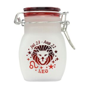 zodiac sign quarter oz (125ml) smell proof airtight glass storage jar, 3.25" (leo astrology sign)