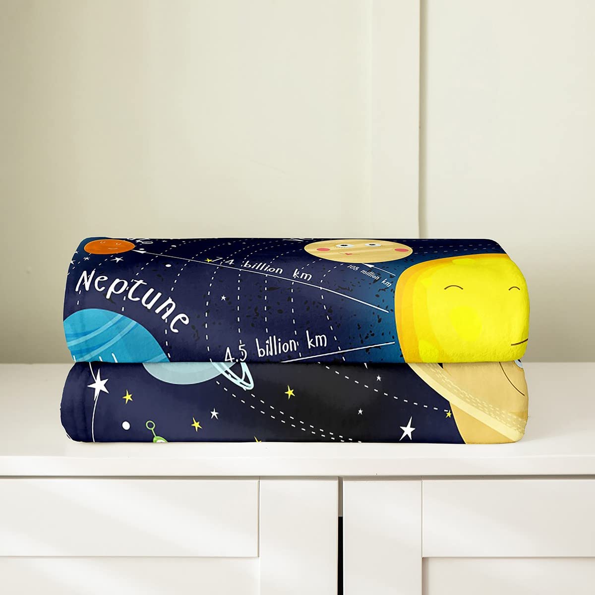 Erosebridal Solar System Blanket for Kids Boys Girls,Outer Space Throw Blanket Throw 50x60,Galaxy Theme Planet Fleece Blanket,Starry Sky Cosmic Glitter Stars Flannel Blanket Home Room Decor