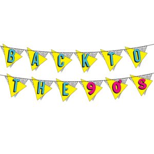 back to the 90s neon banner - funny throwback 90's and 80's theme party decoration, favors & supplies