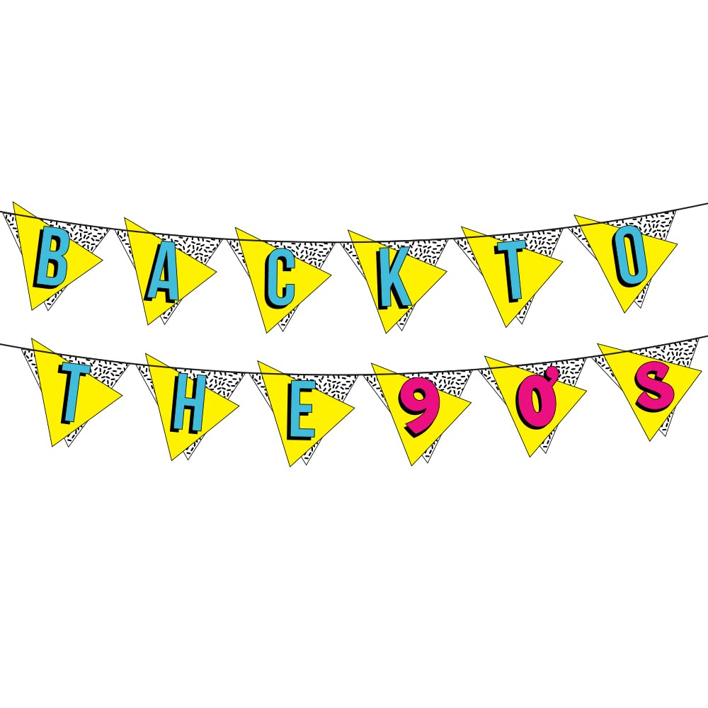 Back to The 90s Neon Banner - Funny Throwback 90's and 80's Theme Party Decoration, Favors & Supplies