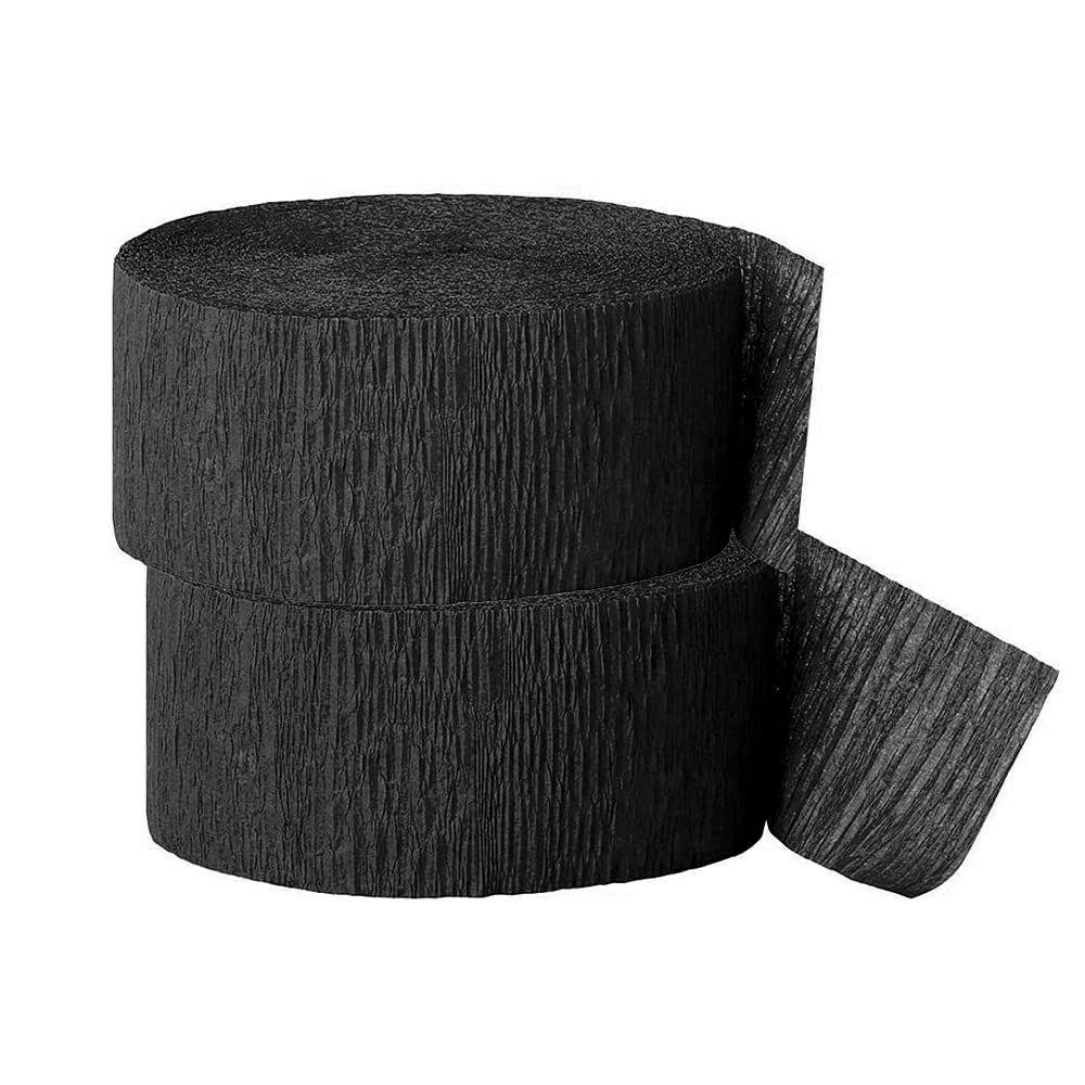 Crepe Paper Streamer, 81 Feet - Party Supplies for Parties, Baby Shower, Bridal Shower, Multi Colors (2 Piece) (Black)