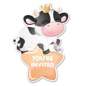 20 cow birthday party invitations with envelopes double sided farm cow shaped fill-in invitations invites