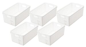 inomata chemical 96155 storage basket, stock basket, wide, set of 5, white, made in japan, 6.5 x 11.6 x 4.5 inches (16.6 x 29.3 x 11.5 cm)