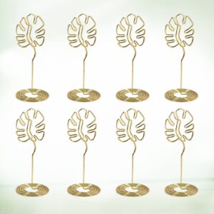 STOBOK Desk Decor 24pcs Sculpture Cute Wedding Holders Restaurant Tropical Stand Holder, Paper Picture Party Tall Favors Shape Name Monstera Cards Luau Decoration Table Birthday Christmas Decor