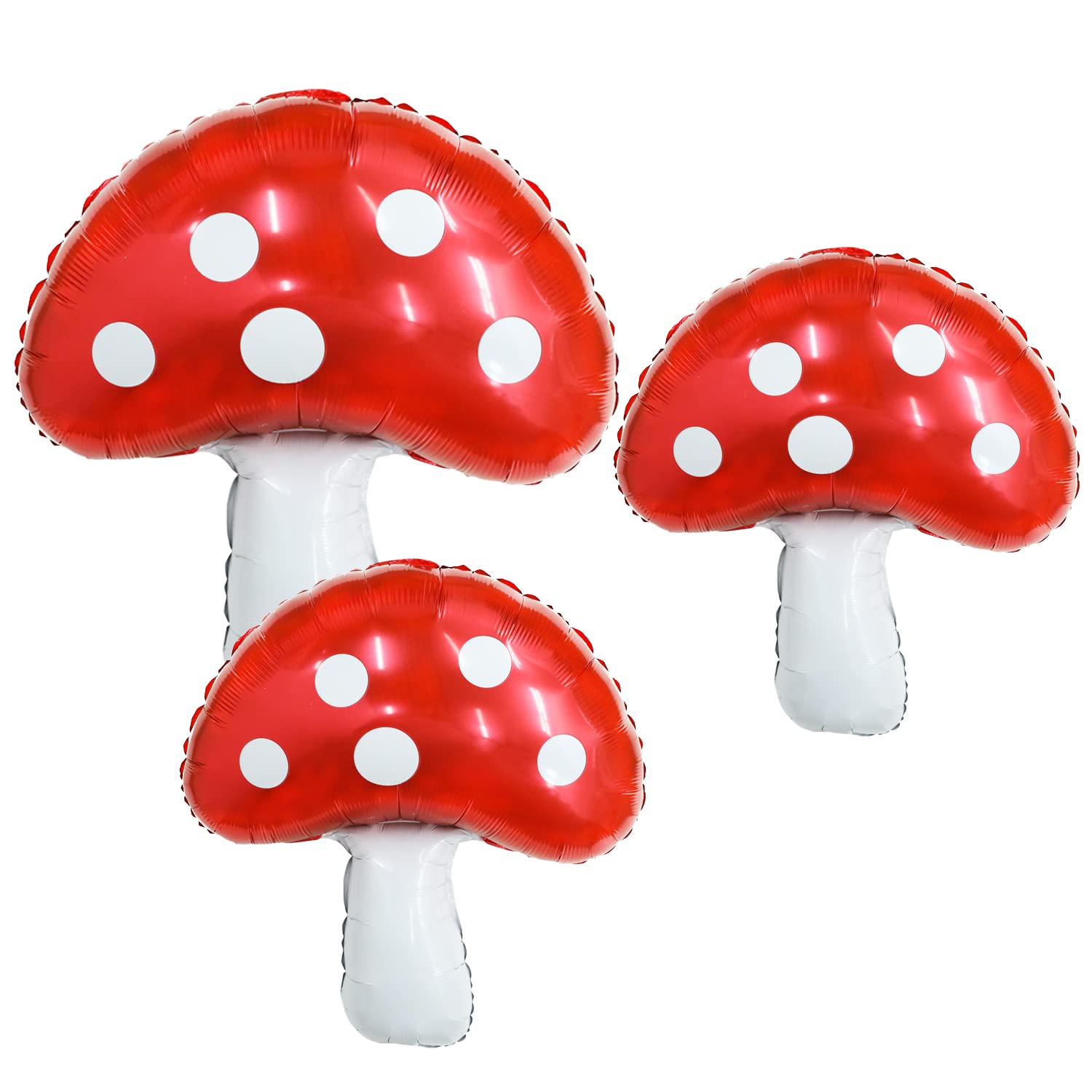 3Pack 31'' Mushroom Foil Balloon,Mushroom Birthday Party Supplier Fairy Princess Birthday Woodland Theme Balloon Baby Shower Supplies Fairy Garden Party Mushroom Decoration Enchanted Forest Decoration