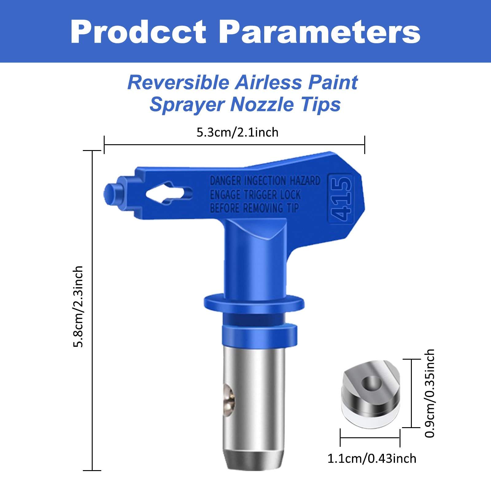 Reversible Spray Tip Nozzles Paint Spray Tips Airless Sprayer Nozzles Airless Sprayer Spraying Machine Parts for Homes Buildings Decks or Fences 211, 313, 415