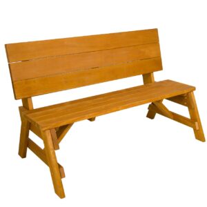 Amish Casual 2-in-1 Heavy-Duty 800 Lb Convertible Picnic Table Bench (Cedar Stain)