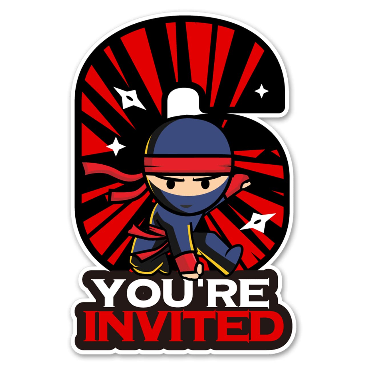 20 Ninja 6th Birthday Party Invitations with Envelopes Double Sided Ninja Shaped Fill-in Invitations Invites for 6 Year Old