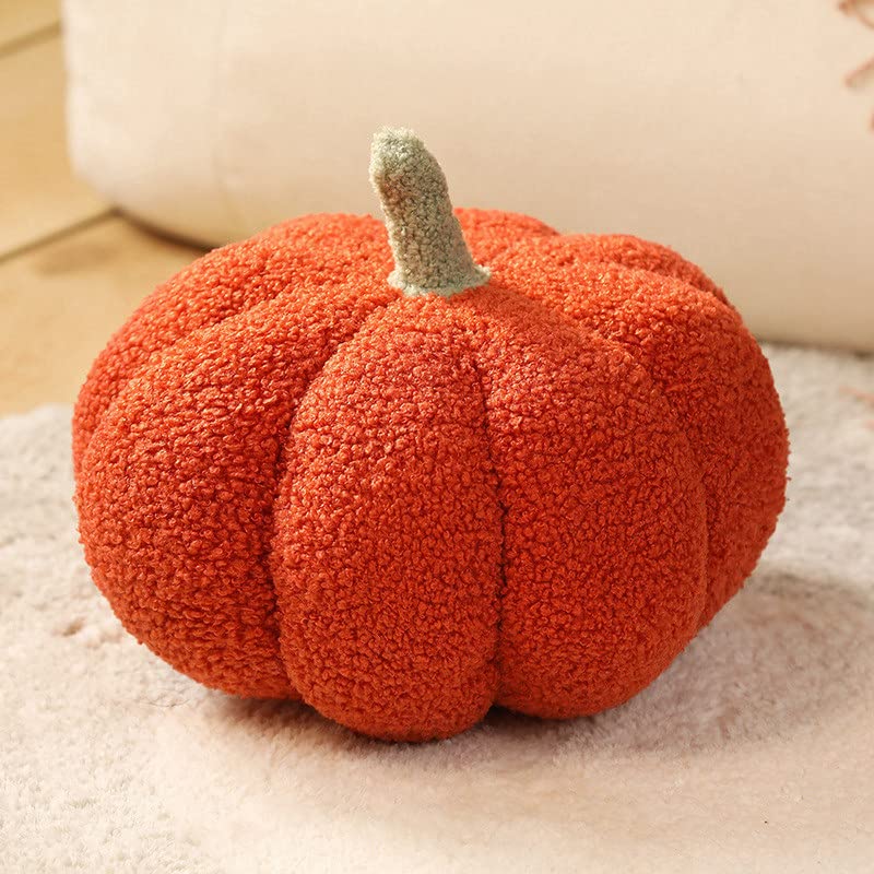 11inch Halloween Pumpkin Throw Pillow Decorative,Fluffy Plush Pumpkin Fall Pillow Plush Toy Stuffed Pumpkin Decor Stuffed Toy Pumpkin Decorative Plush Cushion for Halloween Home Decor Gifts (red)