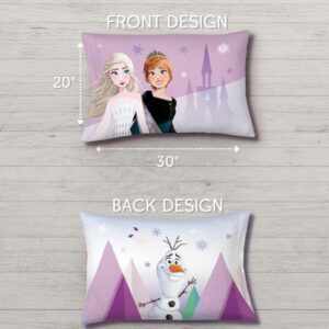 Frozen Elsa & Anna Beauty Silky Satin Standard Reversible Pillowcase Cover 20x30 for Hair and Skin, (Official) Disney Product by Franco