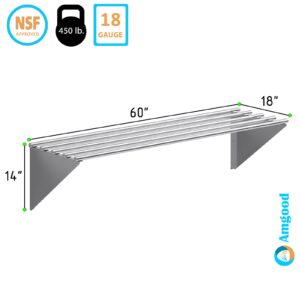 AmGood 60" Long X 18" Deep Stainless Steel Tubular Wall Shelf | NSF Certified | Appliance & Equipment Metal Shelving | Kitchen, Restaurant, Garage, Laundry, Utility Room