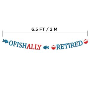 Ofishally Retired Glitter Banner - Funny Retirement Party Supplies, Gifts and Decorations - Fishing Gift - Fishing Themed Party