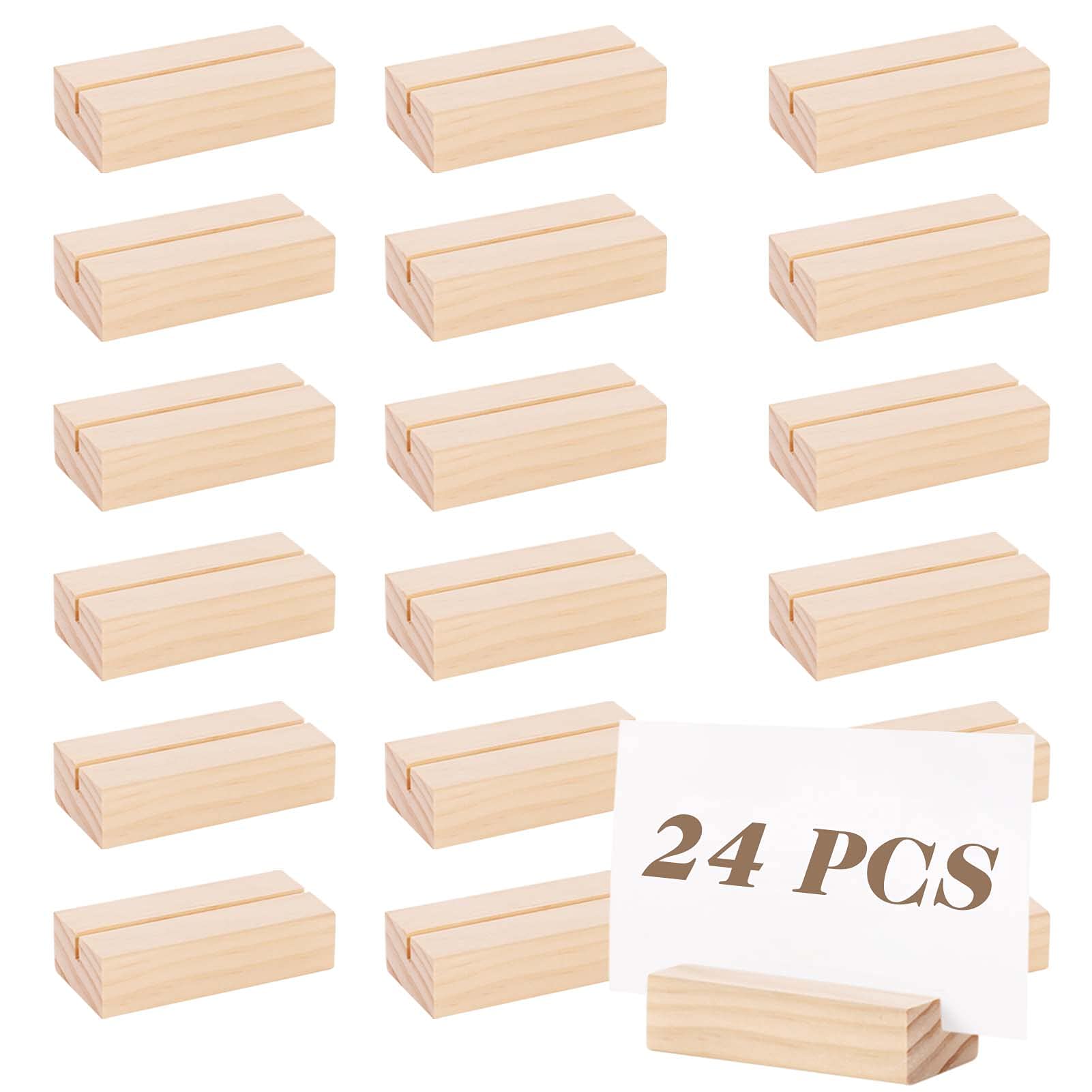 Aboofx White Wood Place Card Holders, 12PCS Table Number Holders, 2.75 x 1.38 x 0.71 inch Wooden Stands for Acrylic Signs Display Stand Holders for Wedding Dinner Home Party Events Decoration