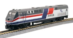 kato usa model train products ho ge p42 amtrak dash 8" phase iii #160 w/ 50th anniversary logo, red, silver, blue (37-6116)