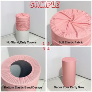 Iydamc Sky Blue Stripes Round Pedestal Covers for Birthday Party Wedding Baby Shower Bridal Shower Decoration,Plinth Cylinder Cover with Elastic Band za155 Dia40 H90