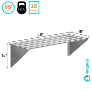 AmGood 48" Long X 18" Deep Stainless Steel Tubular Wall Shelf | NSF Certified | Appliance & Equipment Metal Shelving | Kitchen, Restaurant, Garage, Laundry, Utility Room