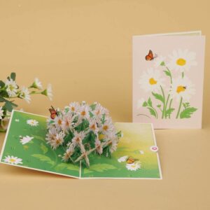 UNIPOP Daisy Pop Up Card, Birthday Card for Daughter, Flower Pop Up Card, Daisy Birthday Card, Birthday Card for Wife, Daisy Greeting Card