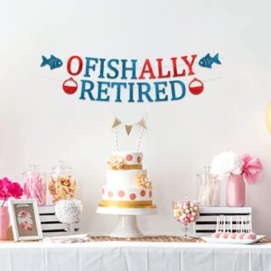 Ofishally Retired Glitter Banner - Funny Retirement Party Supplies, Gifts and Decorations - Fishing Gift - Fishing Themed Party