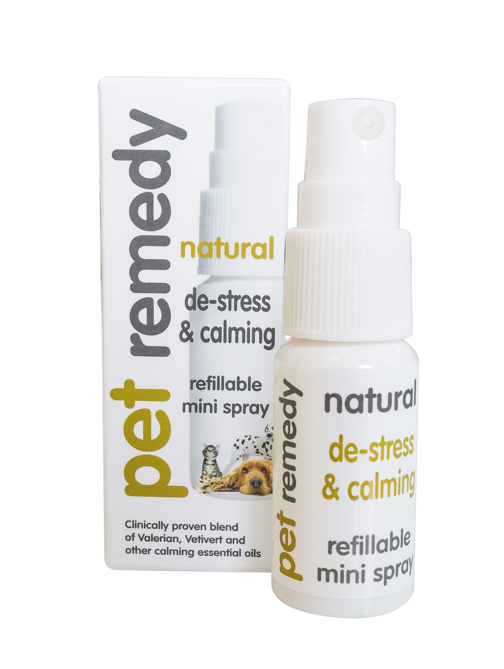 Pet Remedy Natural De-Stress & Calming Spray for Dogs, Cats, and Other Nervous Pets; Aids with Anti-Anxiety, Separation-Anxiety, Travel Size; 15ml (Bundle of 3)