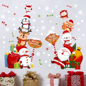 GGBOY Christmas Wall Decals, Santa Claus Christmas Wall Stickers Removable, Xmas Snowman Christmas Vinyl Wall Decal, Christmas Window Clings Stickers Decals for Wall Window Kid Room Bedroom Decoration