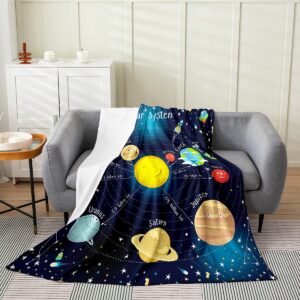 erosebridal solar system blanket for kids boys girls,outer space throw blanket throw 50x60,galaxy theme planet fleece blanket,starry sky cosmic glitter stars flannel blanket home room decor