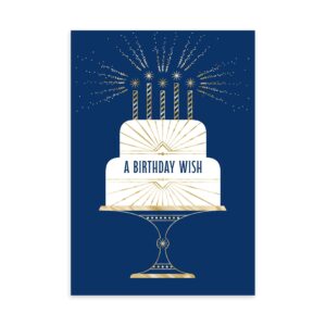 hallmark business (100 pack) birthday cards (elegant cake on navy) for customers, clients, members, groups, associations, organizations, churches, patients