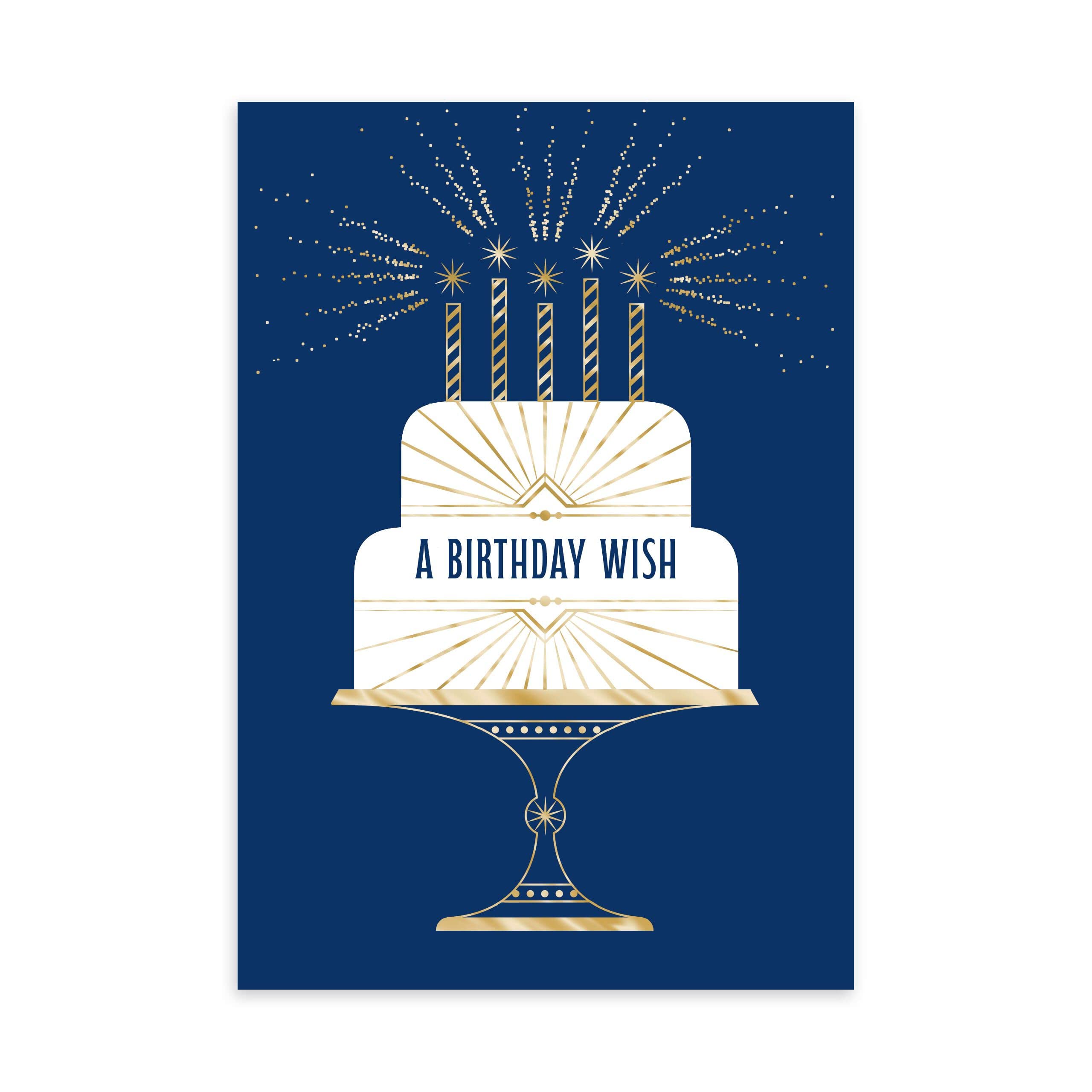 Hallmark Business (100 Pack) Birthday Cards (Elegant Cake on Navy) for Customers, Clients, Members, Groups, Associations, Organizations, Churches, Patients