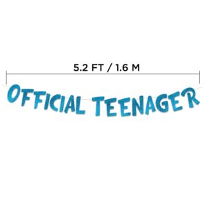 Official Teenager Blue Glitter Banner - 13th Birthday Party Decorations, Gifts, and Supplies